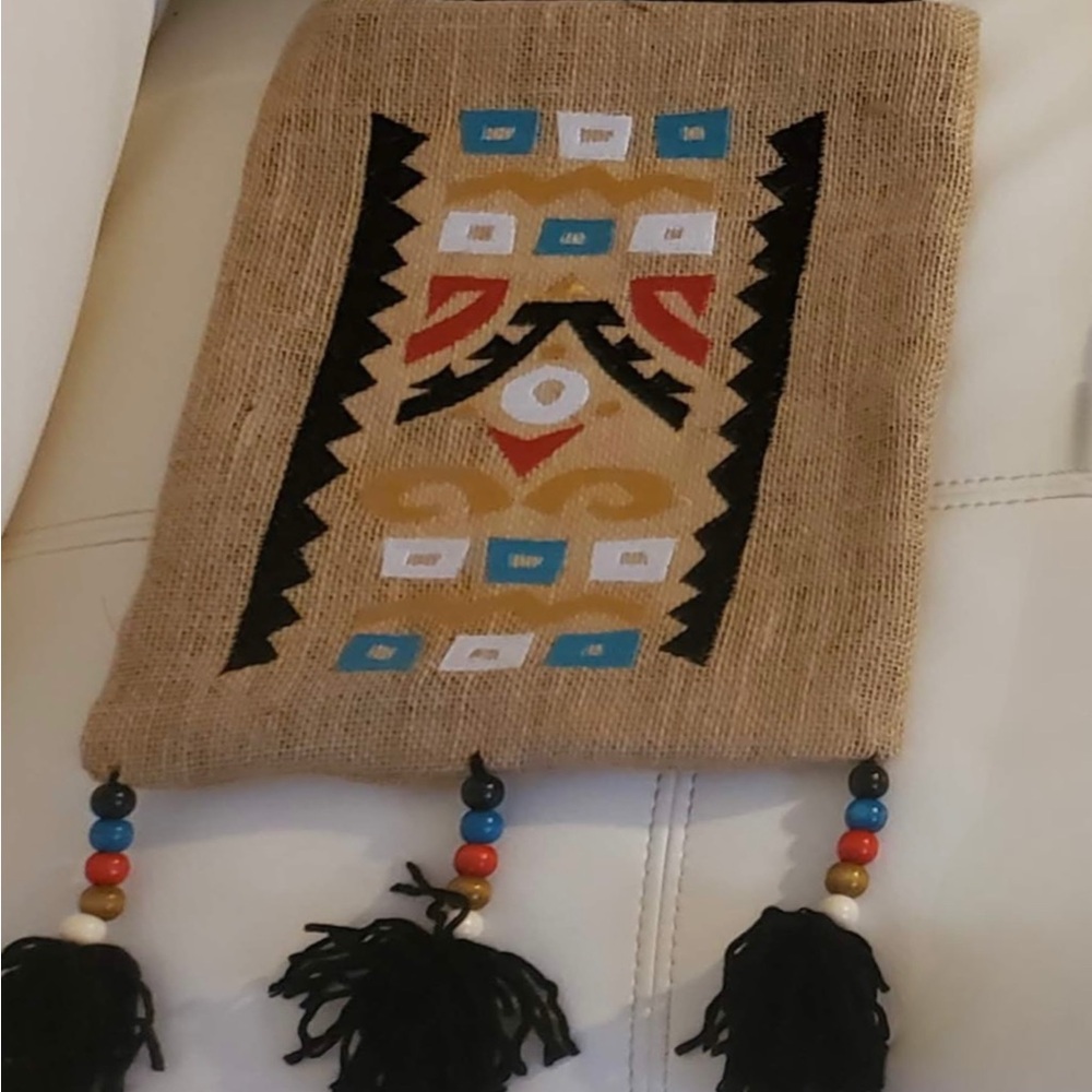 Bold Aztec with Black Tassels Handmade Boho Hand Bag